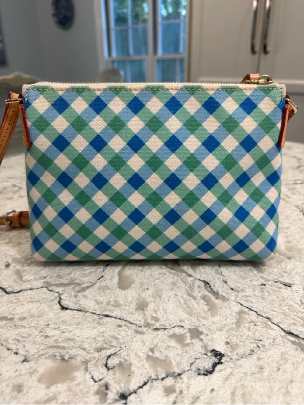 Dooney & Bourke Elsie Ginger Blue and Green Gingham Crossbody Purse